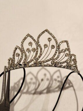 Silver Tone Tiara Crown Headpiece